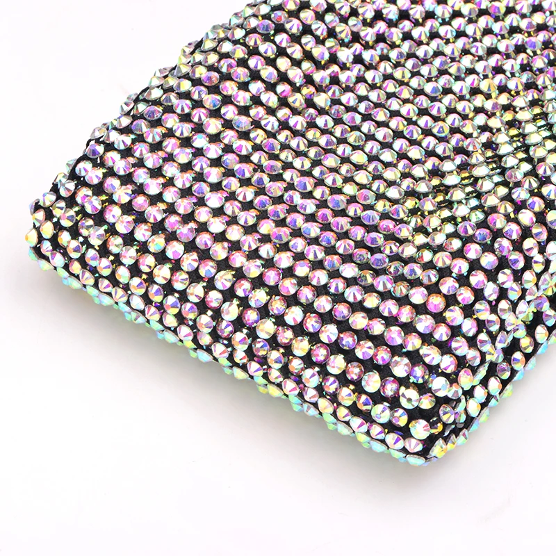 1 X1.5 Meter SS12 SS16 Strass Applique Stretch Crystal Mesh Trim Glitter AB Glass Rhinestone Fabric for Clothes Crafts