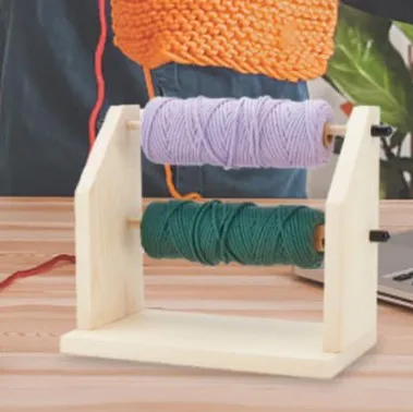 Wholesale Wooden Crochet Horizontal Yarn Spindle Feeder Double Revolving Yarn Holder