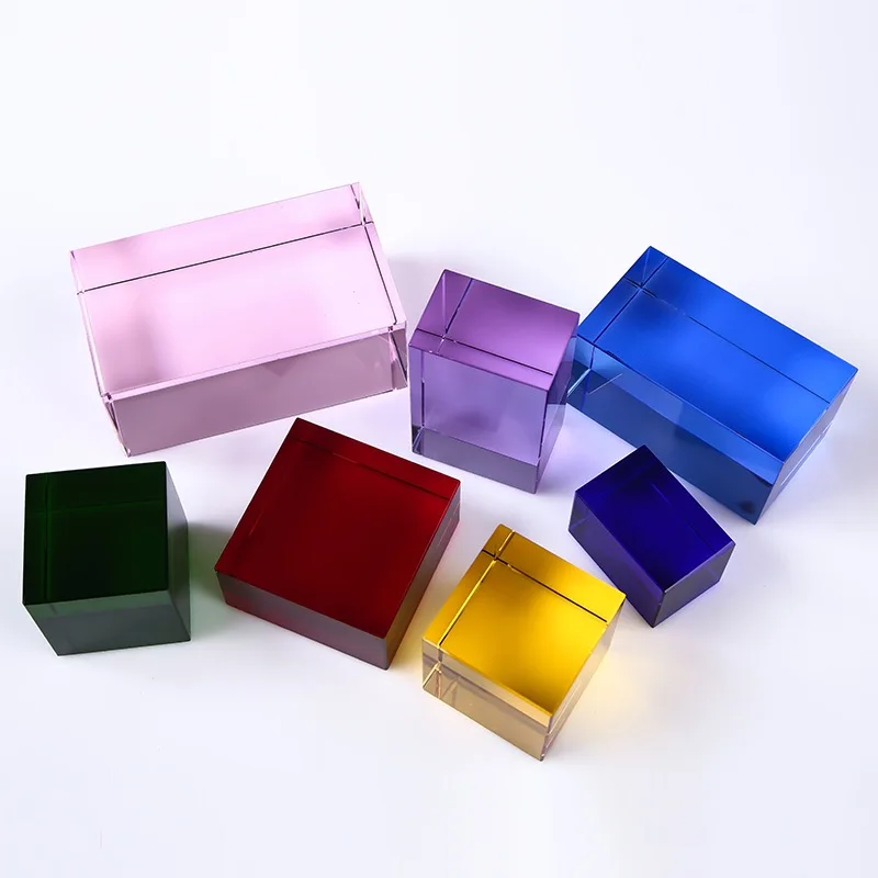 Best Quality K9 Crystal Blank Cubes Colorful Glass Block For Photo Engraving