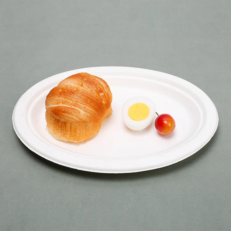 Прямая поставка с завода, биоразлагаемая, сахарный тростник, багасса, одноразовая китайская круглая бумажная посуда, производство тарелок