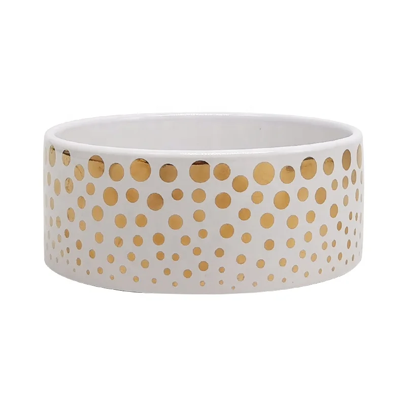 Food Contact Safe pet ceramic bowl cat dog bowl ceramic with custom gold decal