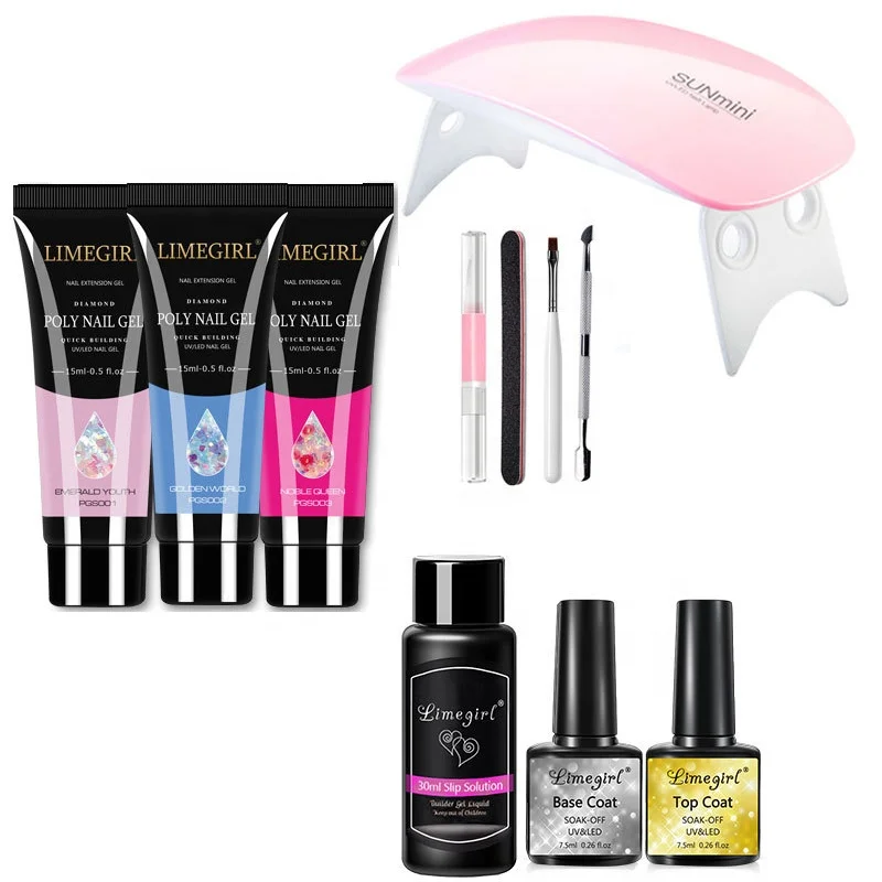 13PCS Quick Extension Nail Kit 6W LED Lamp Full Manicure Set Gel Polygels Set For Nail Tool Kit Poly Nail Gel Set Builder