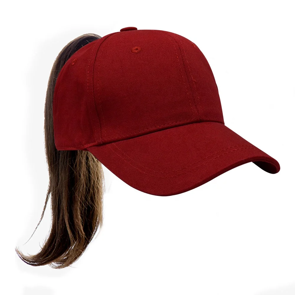 100% Cotton Women Ponytail Hats Blank Pony Tail Caps Custom Ponytail Baseball Cap Visor Horsetail cap for Long Hair