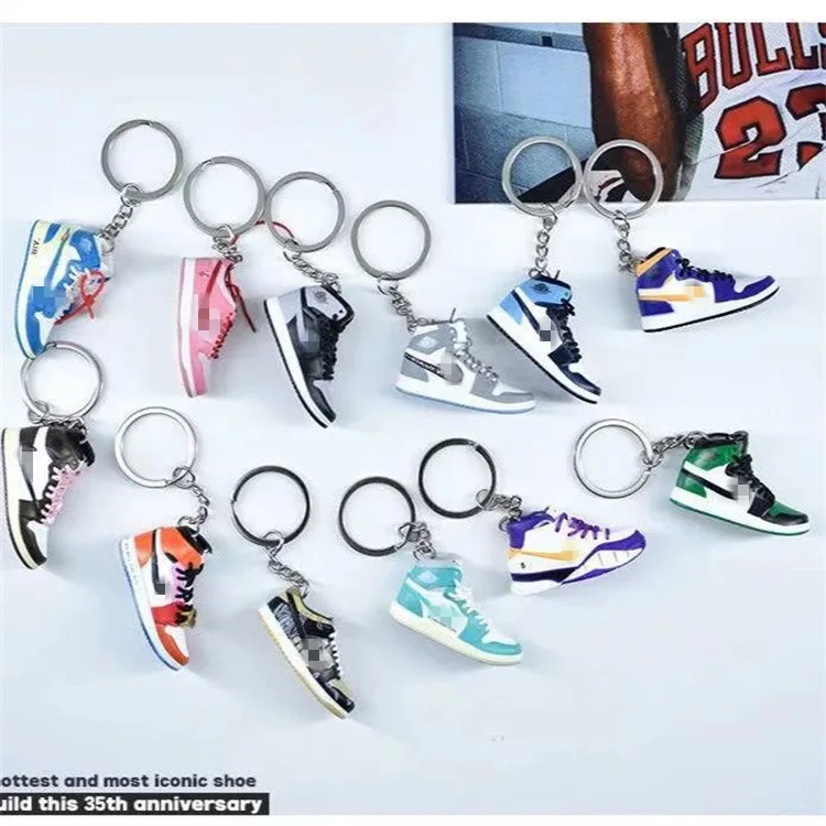 Wholesale Famous Brands Mini Sneaker Keychain A J Jor dan Keychain Shoe 3d  Sneaker Keychain