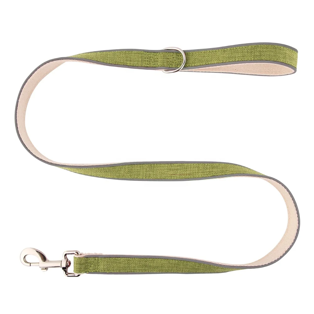 Factory Hot Sales Eco-Friendly Hemp Dog Leash Night Safety Reflector Strip Pure Cotton Pet Dog Leash
