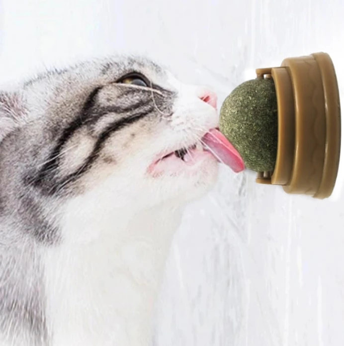 Catnip Ball Wall Sucker Lick Treat Toys Balls Interactive Catnip Cat Toy