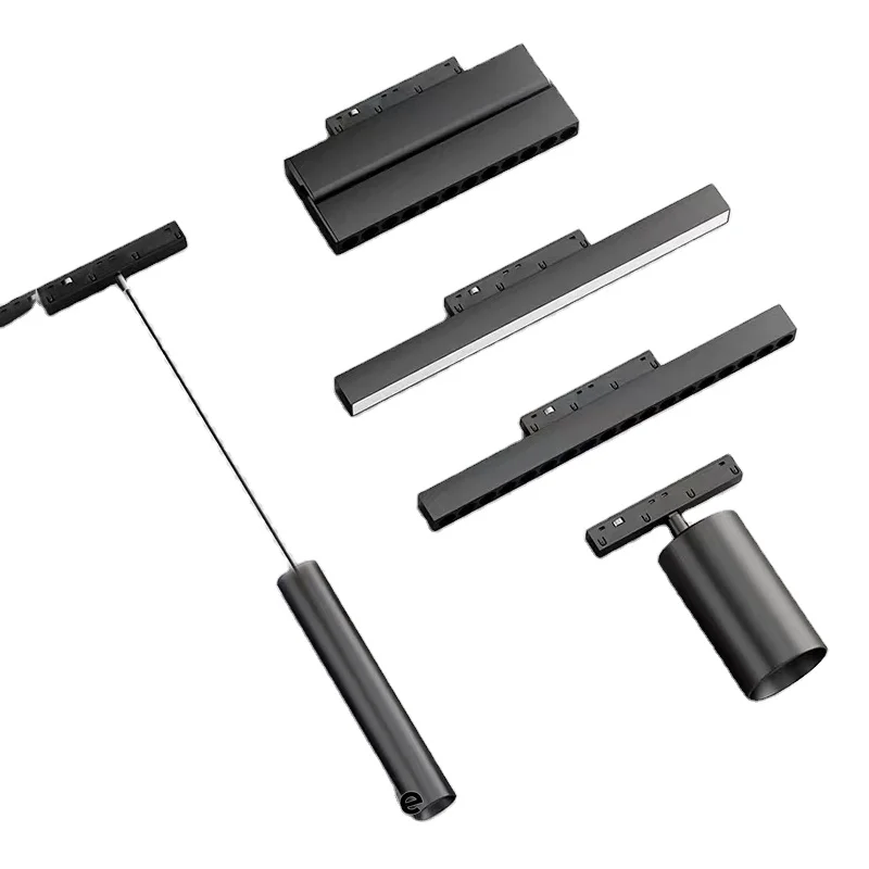 Magnetic Suspension Smart Rial Lighting System 48v Magnetic Hanging Track for Living Room Black Aluminum Body 6w Pendant Light