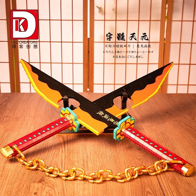 DK1507 Creative Ideas DIY Demon Slayer Zenitsu Japanese Katana Building Blocks Model Assembly Insert Small Particles toys