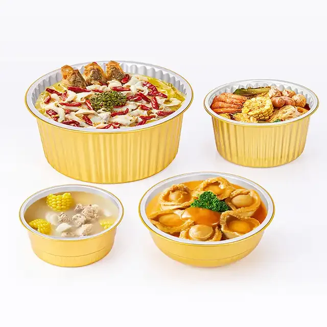 Pickled cabbage fish hot pot takeaway aluminum foil with strong sealing and high temperature resistance round coated lunch box