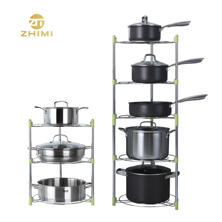 High Quality Metal Iron Standing 5 Tiers Pots and Pans Storage Rack