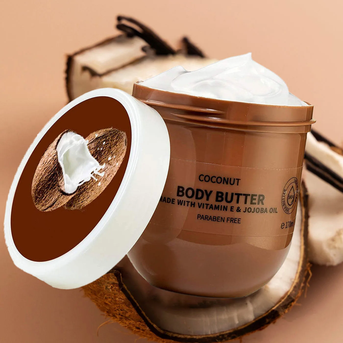 Custom Logo Private Label Moisturizing Skin Care Coconut Body Cream Vegan Natural Organic Coconut Oil Whipped Body Butters