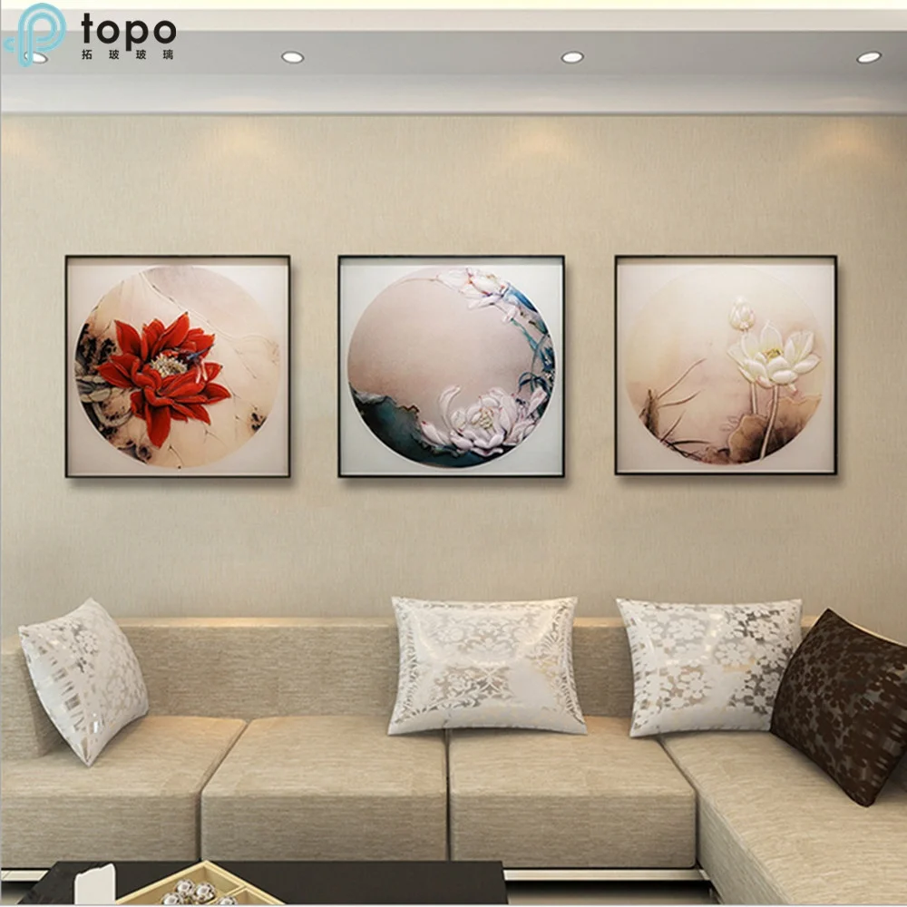 
Home Decor H800mm*800mm Hanging Wall Modern Art Flower Glass Painting (MR-YB6-2013) 