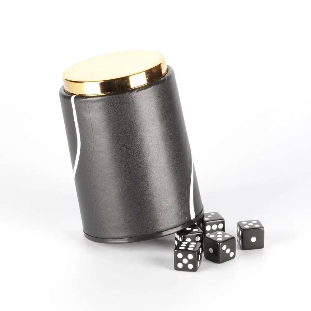  Magic Leather Felt Lined Professional Dice Cup with 6 Quiet for