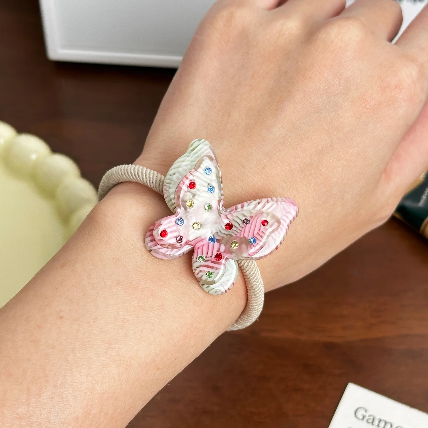 Dowell New Hot Sales High Quality Kawaii Butterfly Rubber Hair Tie for Kids Sweet Style Bow Hair Rope Band for Girls