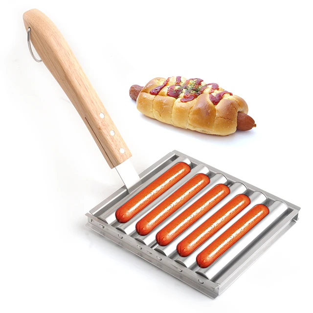 Camping BBQ Charcoal Sausage Hot Dog Roller Grilling