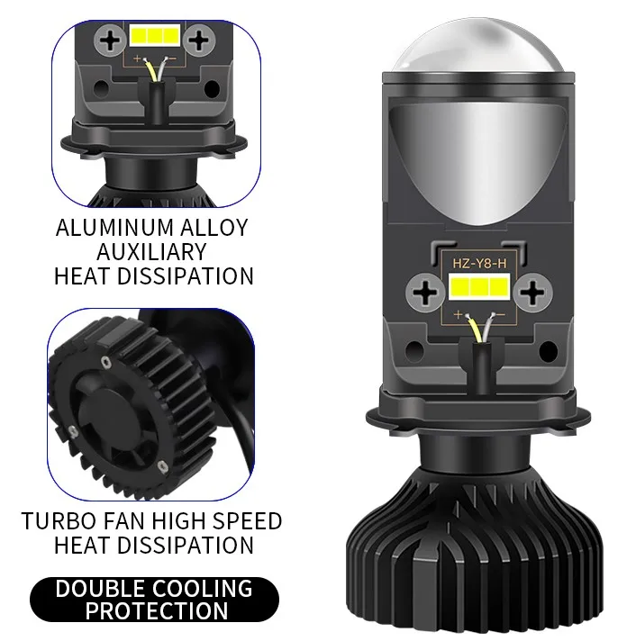 Y8 Y6 Y6D with lens led car headlight h4  led headlight self-contained collecting cup h4 led headlight