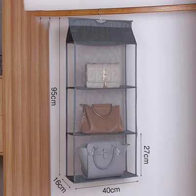 Dust-proof Wardrobe Closet Storage Holder Bag 2/3/4 Pockets Wall Hanging Handbag Organizer home storage & organization
