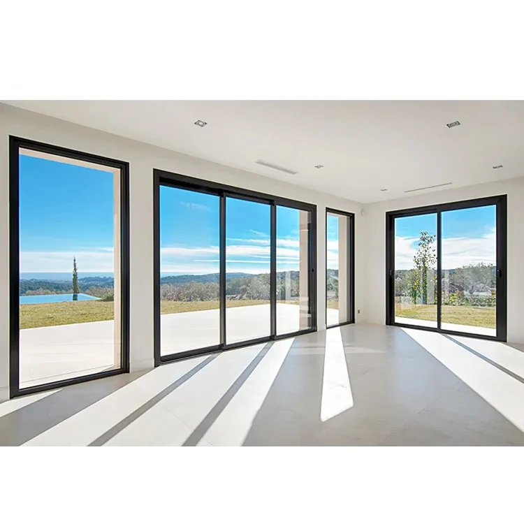 florida approved hurricane impact  heavy duty 4 panel Aluminum sliding door  for patio Partition glass door