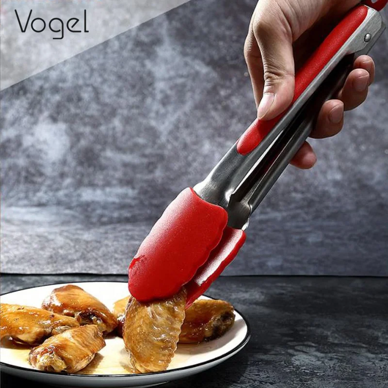 7 Inch Kitchen Small Silicone Tong Cooking Serving BBQ Bread Food Tongs Clip