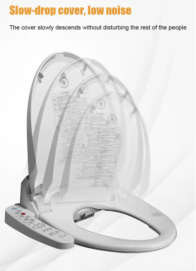 Hyundai Bathroom 120v D Shape White Controlled Self Cleaning Automatic PP Battery Heated Bidet Toilet Seat Cover