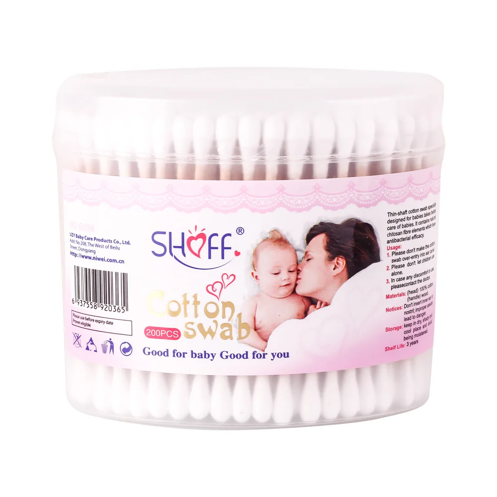 SHOFF 200 шт двойные круглые наконечники ватные палочки с прочными Деревянными Палочками