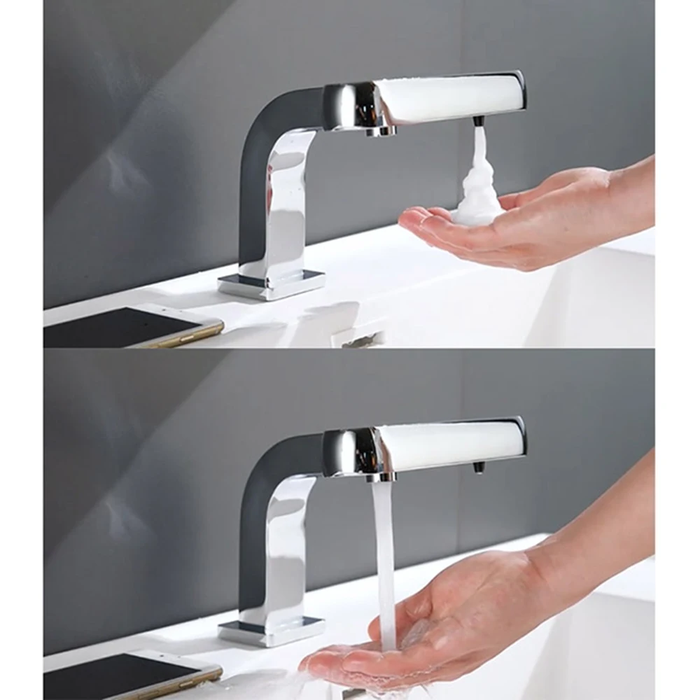 Smart 2 in 1 automatic brass water basin sensor faucet and liquid foam soap dispenser