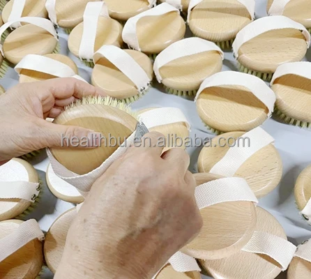 Manufacturers Wooden body brush vegan body brush bristle sisal massage brush wholesale