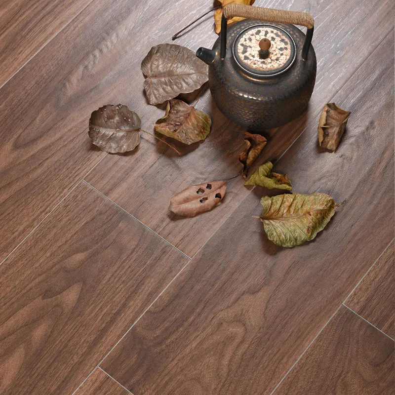 High quality Durable Dark Brown Matte Finish Walnut Design Glazed Rectified 200*1200 Non-Slip Wood Look Porcelain Floor Tile