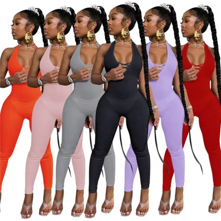 
Fondpink Lowest Price Pure Color Deep V-Neck Halter Backless Women Summer Casual Long One Piece Jumpsuits Fondpink Lowest Price Pure Color Deep V-Neck Halter Backless Women Summer Casual Long One Piece Jumpsuits