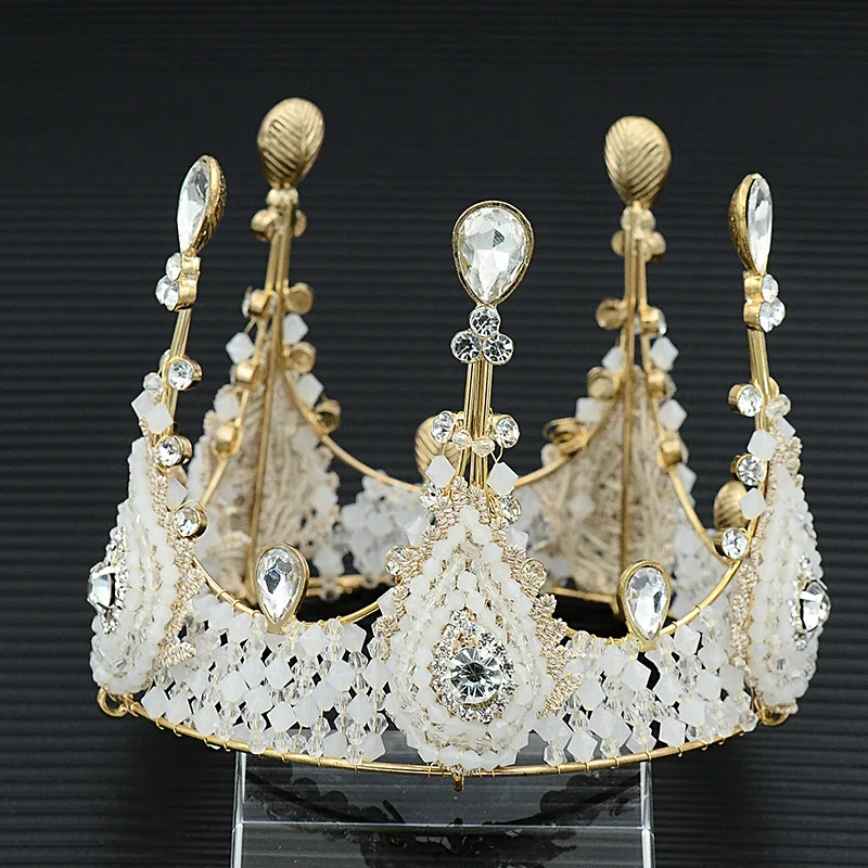  White Rhinestone Alloy Vintage Headwear Bridal Wedding Birthday Crown Tiara Cake