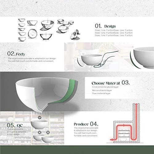 White Ceramic Soup Bowl Cereal Round Ceramic Porcelain Bowls Household Dinner Serving Salad Dough Fruit Soups Rice Bowl Sets