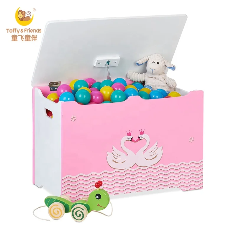 Toffy & Friends kids wooden toy box storage chest in Swan design