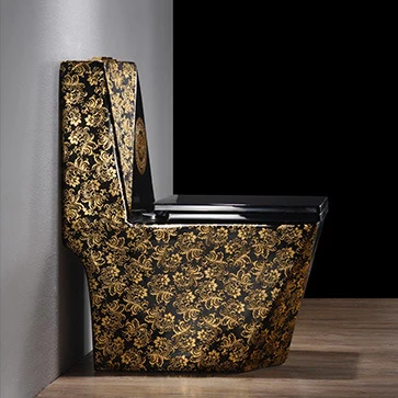 Hot sale ceramic sanitary ware toilet bowl luxury bathroom gold toilet commode wc black gold ceramic toilet