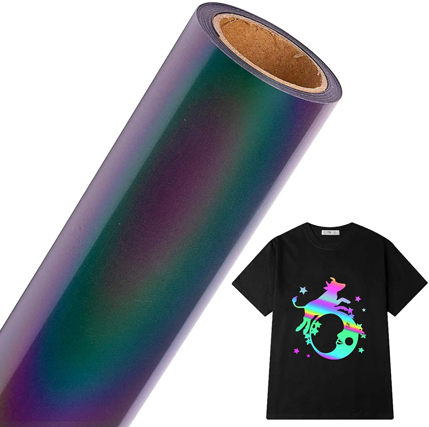 Пользовательская одежда радуга отражающая печатная теплопередающая виниловая пленка