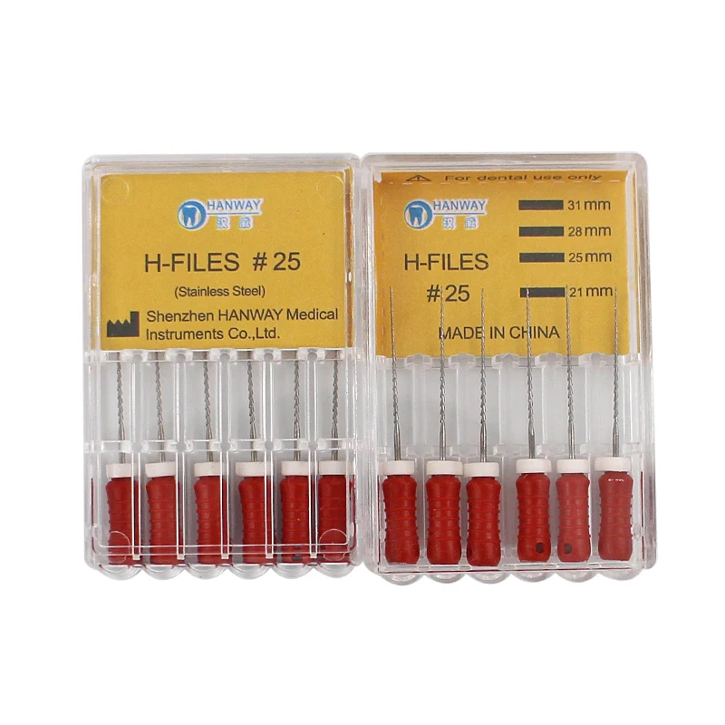 6Pcs/box Dental H-files Endodontic Root Canal Hedstroem File (hand Use) 21/25/31mm Sst Endo Files Instruments Dentistry Products