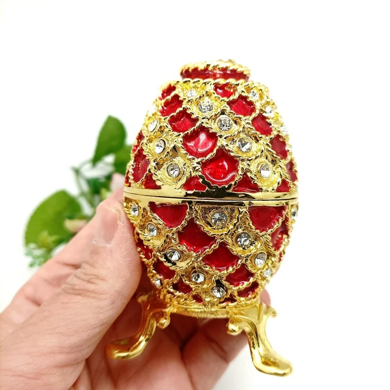 Enamel Pewter Metal Easter Egg Trinket Boxes Jewelry Box Metal Gift Box Home Decorative
