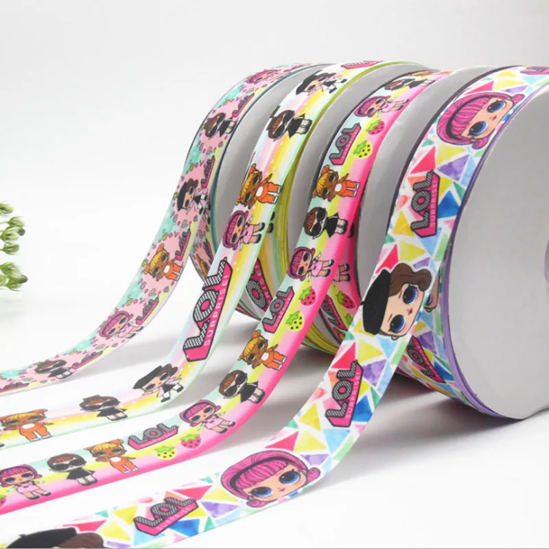 Printed Cartoon Doll Dyeing Thick Encryption Polyester Ribbon Pattern Grosgrain Ribbon Single Face Gradient RIBBONS Sustainable