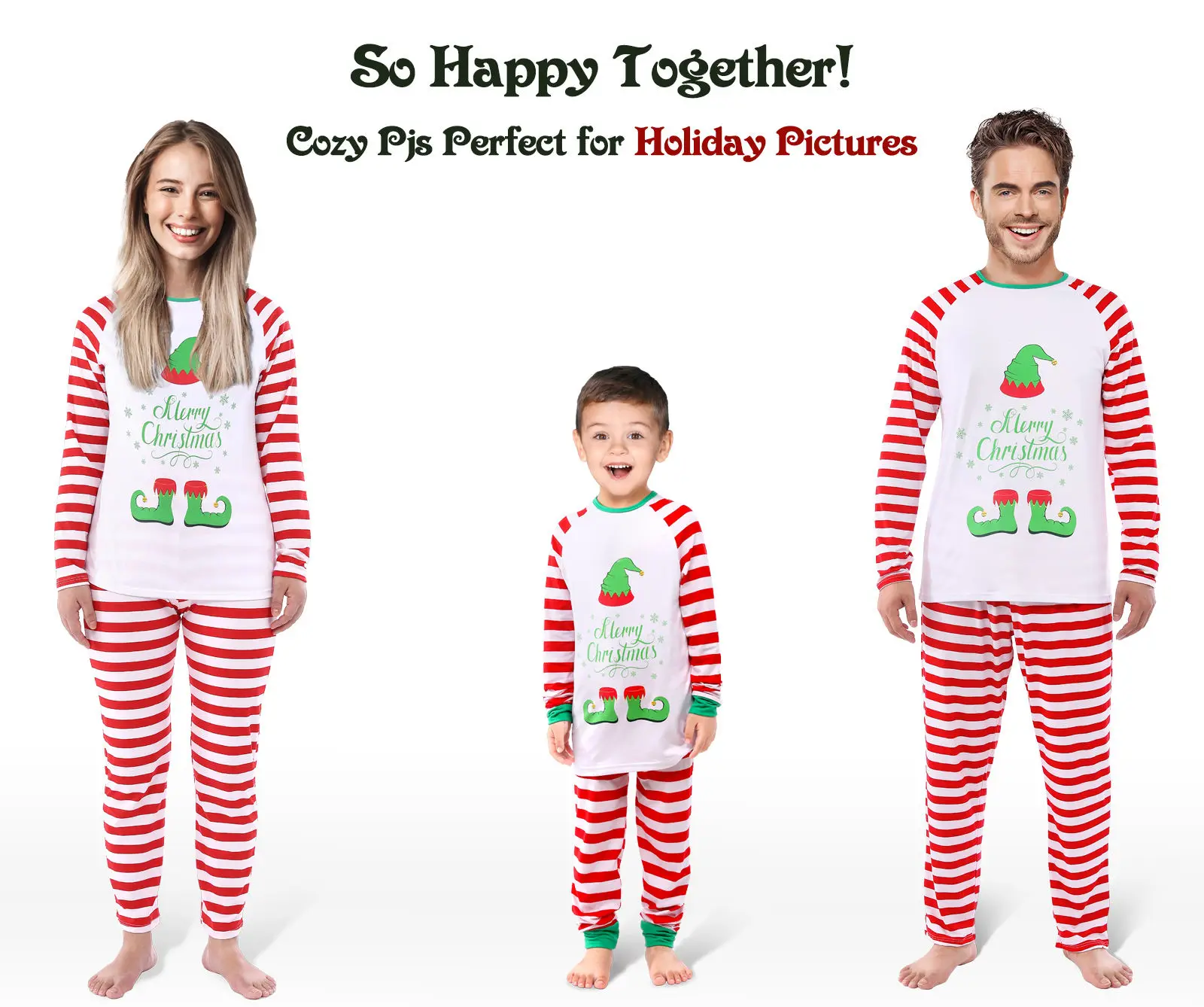 Factory supplier Red White Stripe Christmas Pajama Family Set Clothes Polyester Matching Xmas Pjs Set For Family