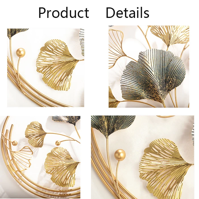 Light luxury modern metal creative lucky gingko design wall decor for living room bed room background wall hanging decoration