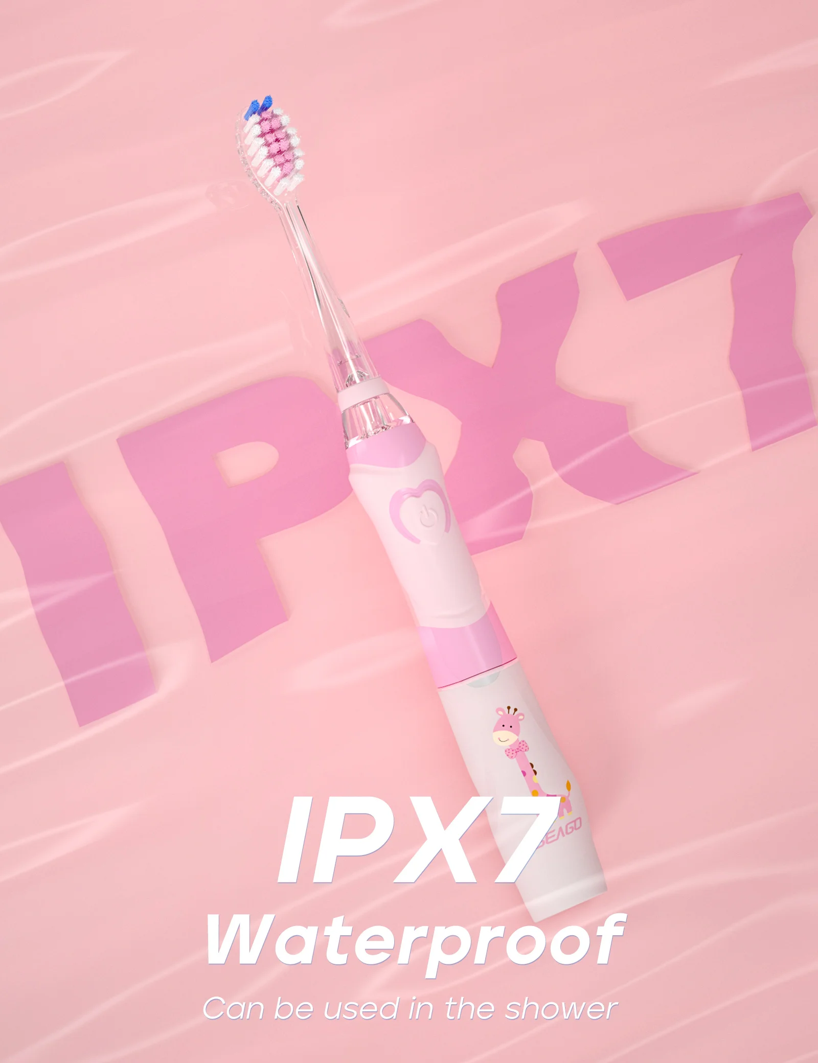 Seago SG-977 Colorful LED Light 2 Minutes Auto-Timer Kids Child Battery Sonic Electric Toothbrush With IPX7 Waterproof