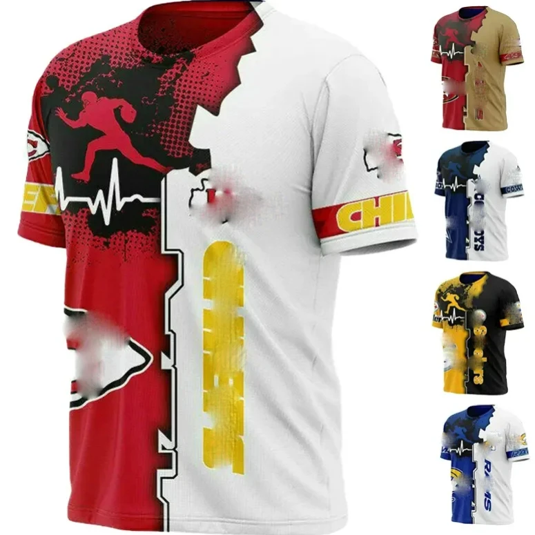American football saint Buccaneers Steeler Packers Hot Sales Printed High Quality Wholesale Sports Football All Teams T-shirt