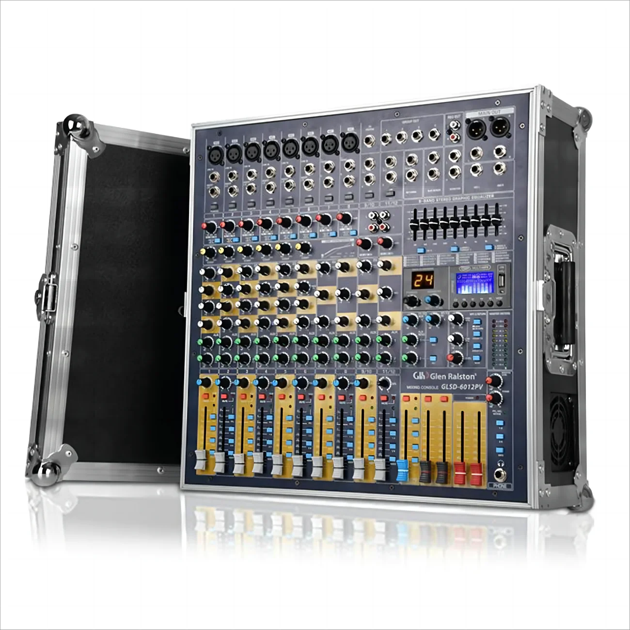Demao 12 channels input power professional audio digital dj mixer console 600W+600watts Mixers Amplifier