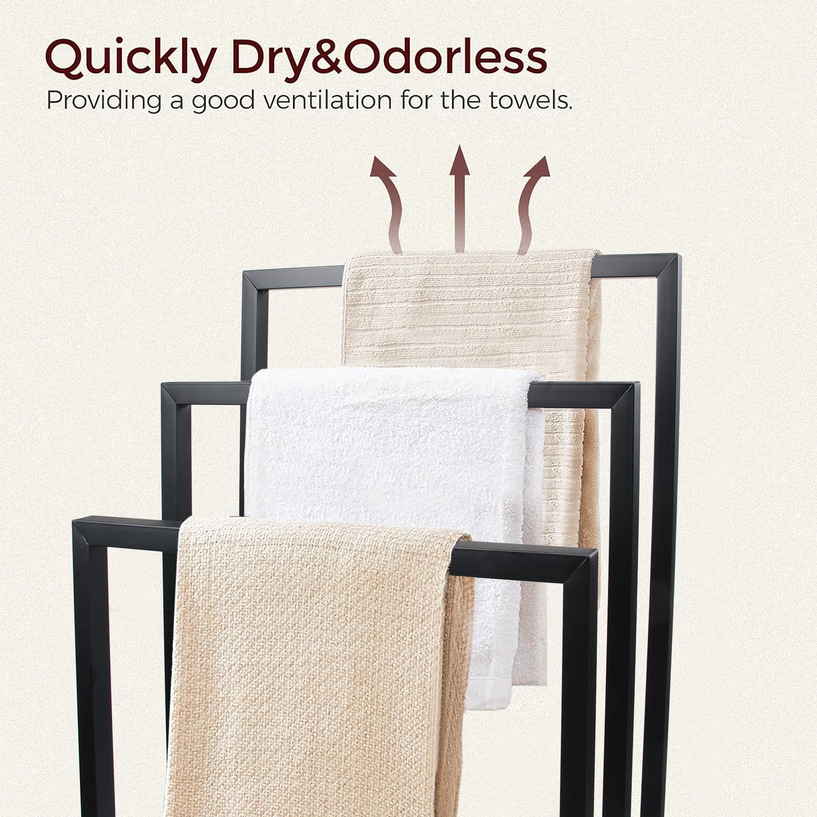 3 Tier Metal Blanket Ladder Holder Rack Free Standing Floor Towel Rack for Bathroom