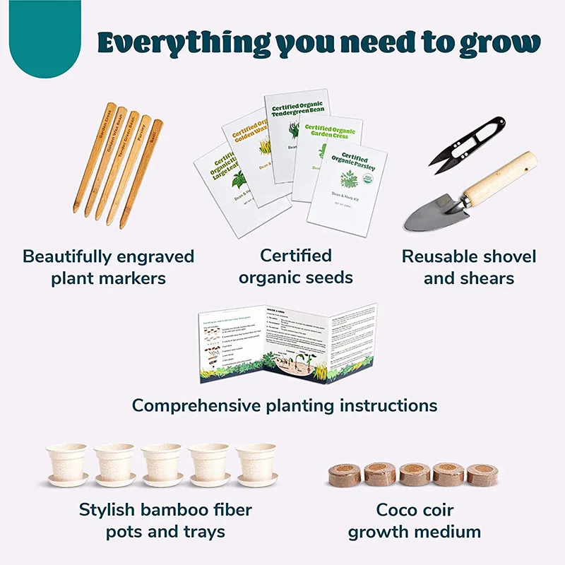 Custom Package Gift Box Home Garden Planter Bean Herbs Complete Starter Growing Kit