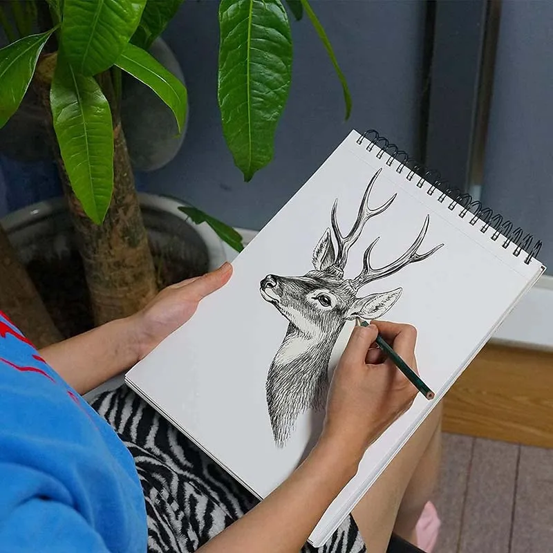 LISI 100 Sheets  68lb/100gsm  Acid Free Artistic Paper Sketch Pad Sketchbook For Kids Adults Beginners Artists Drawing