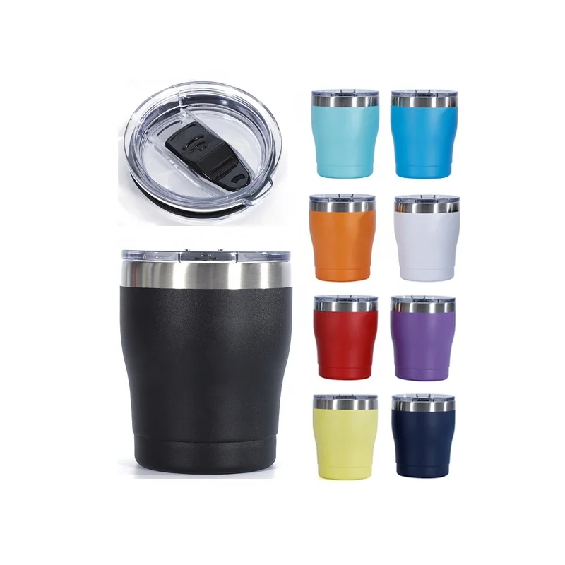 Colorful Powder Coated Regular Small Tumbler with Lid Double Wall car travel tumbler cup mugs for coffee
