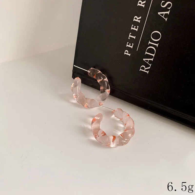  Simple Design Clear Jelly Color Round Circle Acrylic Hoop Earrings Multi Colors Resin For Women