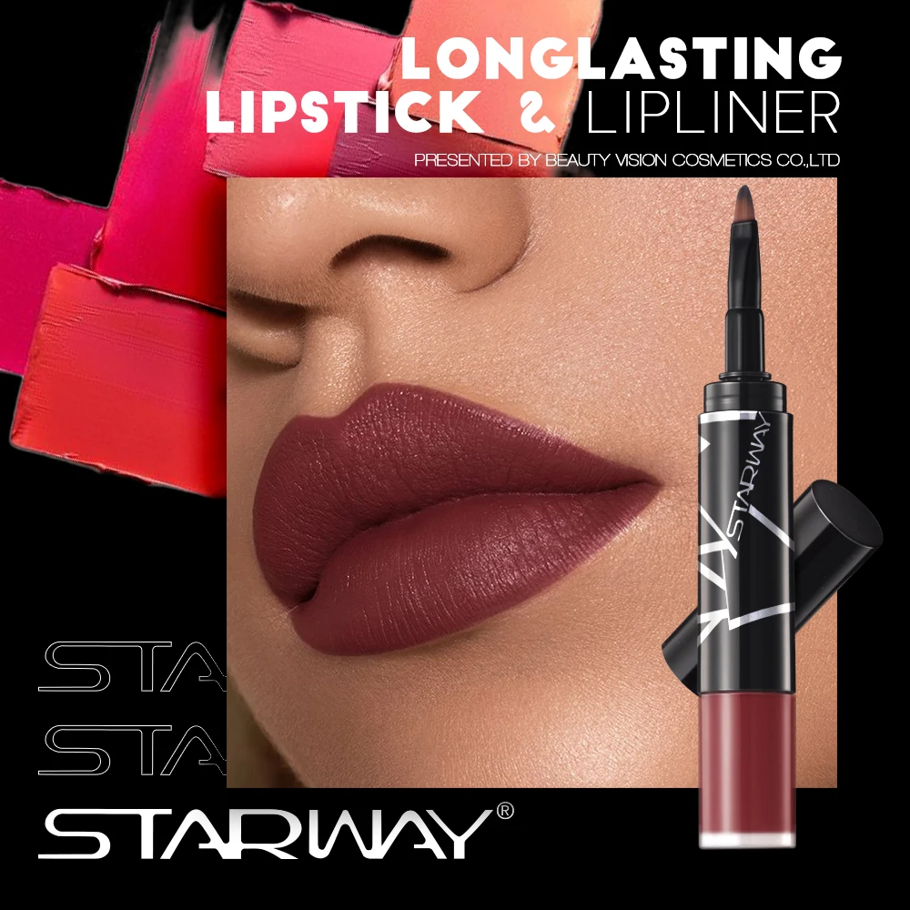 Factory Hot Selling Cosmetic 2 in 1 lipstick lipliner long wearing lipstick lipliner set