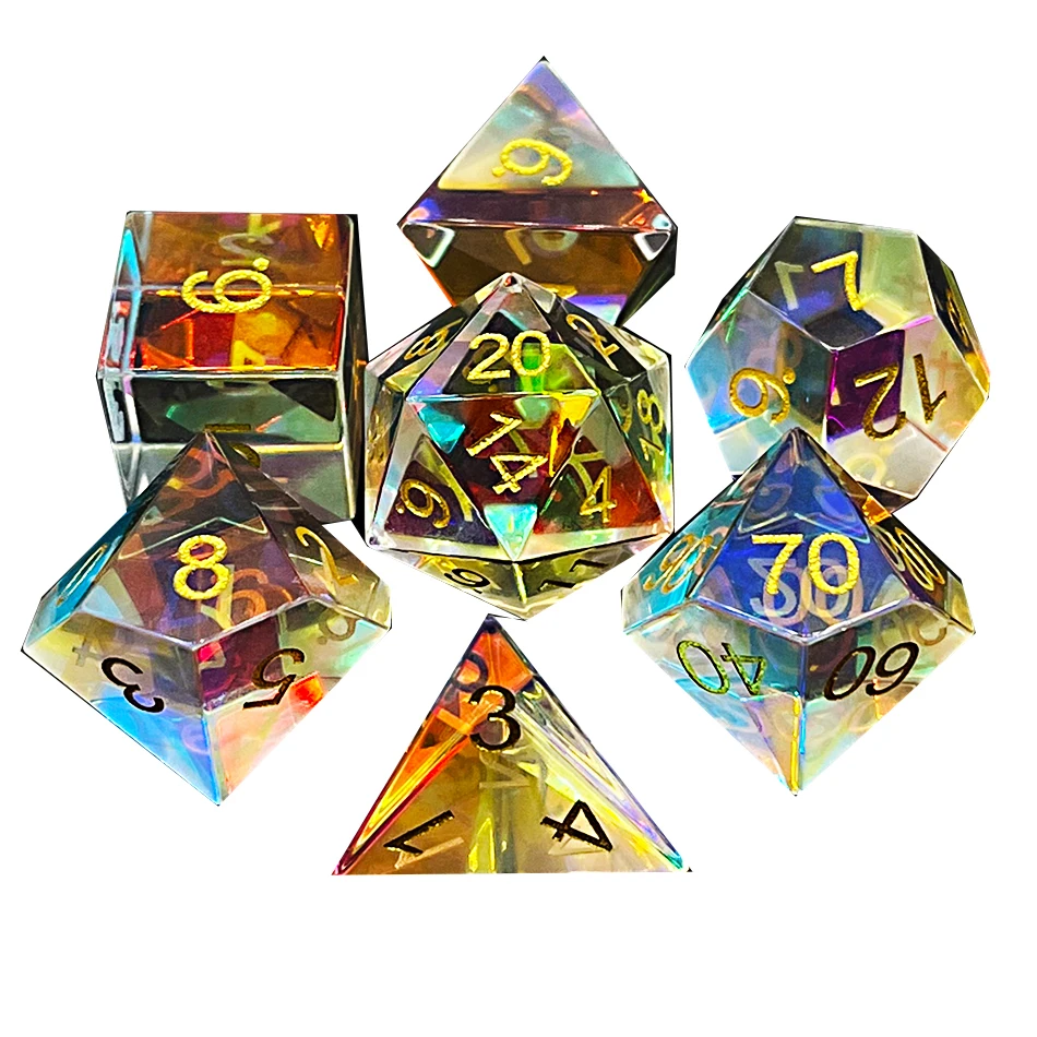 PURE Prismatic Dichroic Gemstone Glass DnD Dice Set for Dungeons and Dragons Role Playing Games MTG Wedding Favors GM Gift