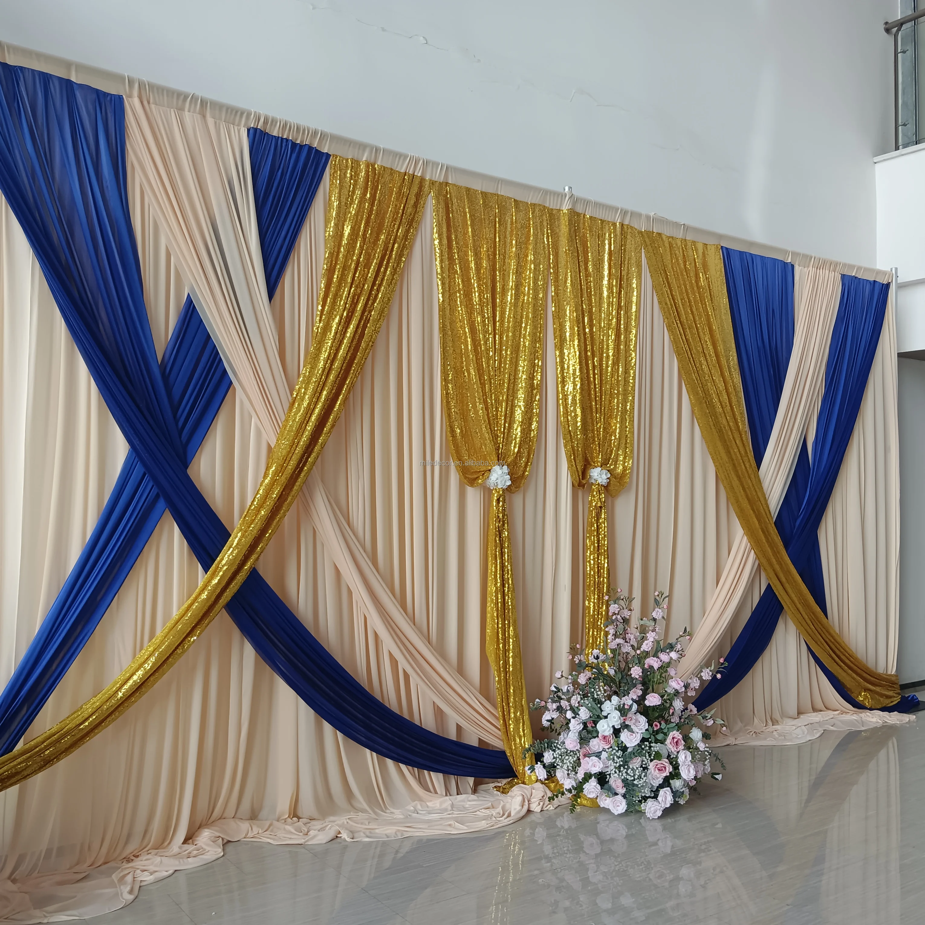 Premium Pipe Drape Products Wedding Curtain  Wedding Backdrop 3m*6m Marriage Stage Curtain For Event